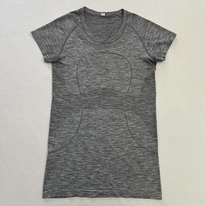 Lululemon Gray White Swiftly Tech Short Sleeve SS Crew Seamless Workout Top 8
